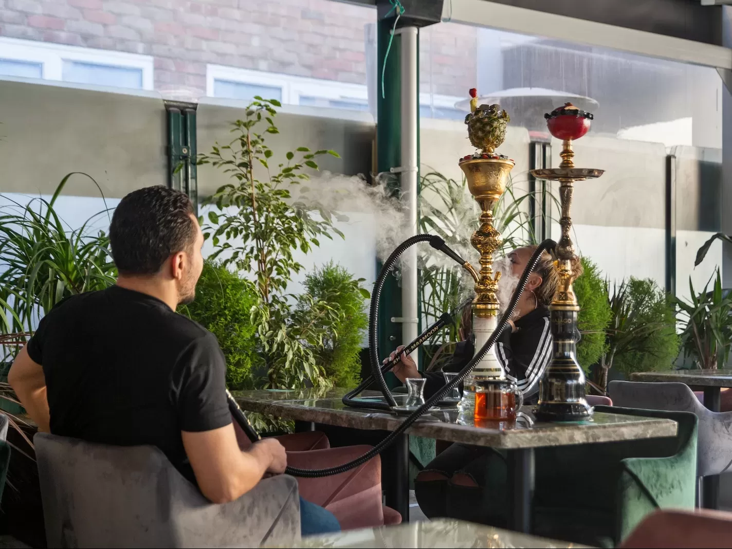 Man Smoking Shisha