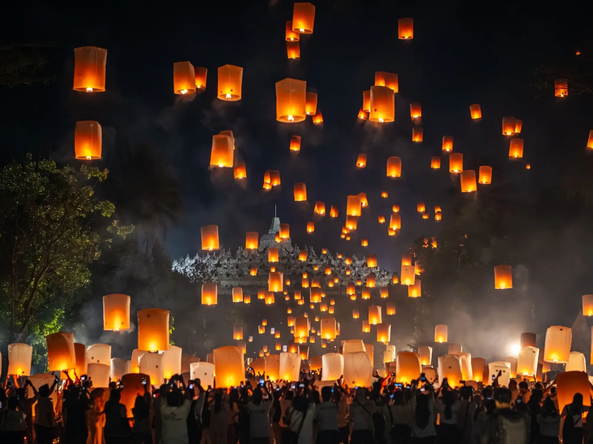 Borobudur v den svátku Vesak